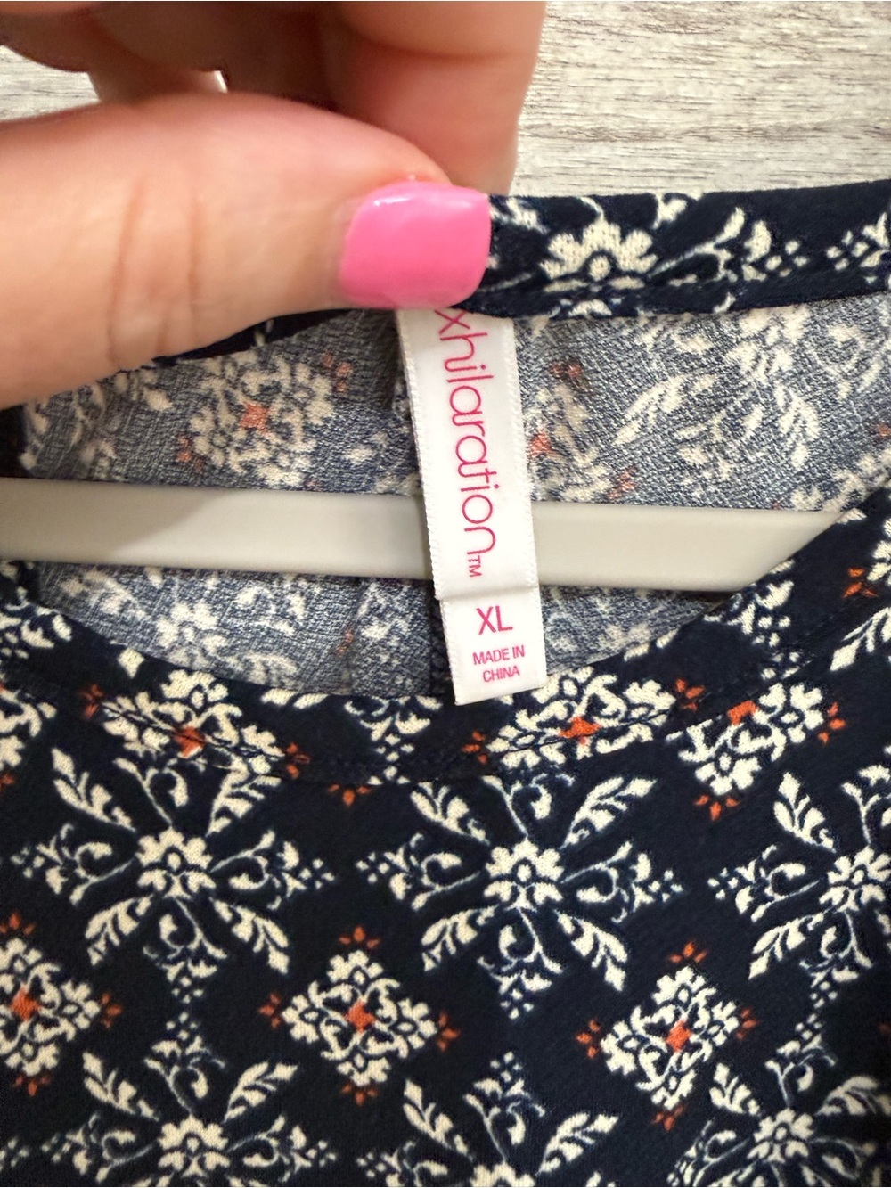 Xhilaration Navy Floral & Paisley Halter Mini Dress with Rust Border - Picture 5 of 8